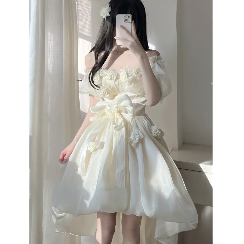 French First Love Sling Dress New Gentle Three-Dimensional Flower Design Sweet Princess Dress for Ch