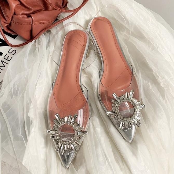 Sepatu Heels Wanita Amina Muaddi Heels 3Cm Sepatu Heels Wanita Import