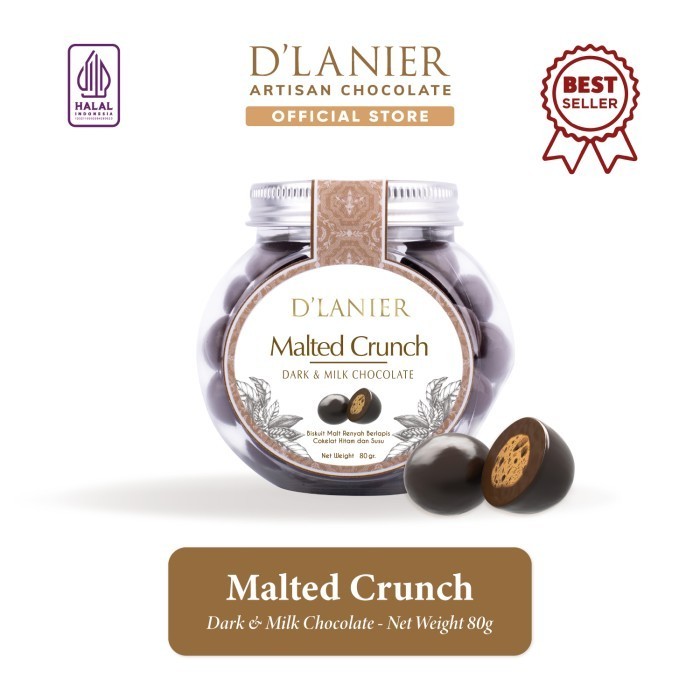 

Ready D'Lanier Chocolate Malted Crunch with Milk & Dark Chocolate (100gr)