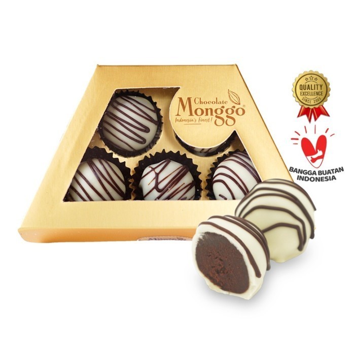 

Ready Chocolate Monggo Truffle Coffee Ganache & White Choco 5pcs Hadiah