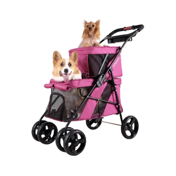 PET STROLLER IBIYAYA DOUBLE PINK/ DOG STROLLER / CAT STROLLER