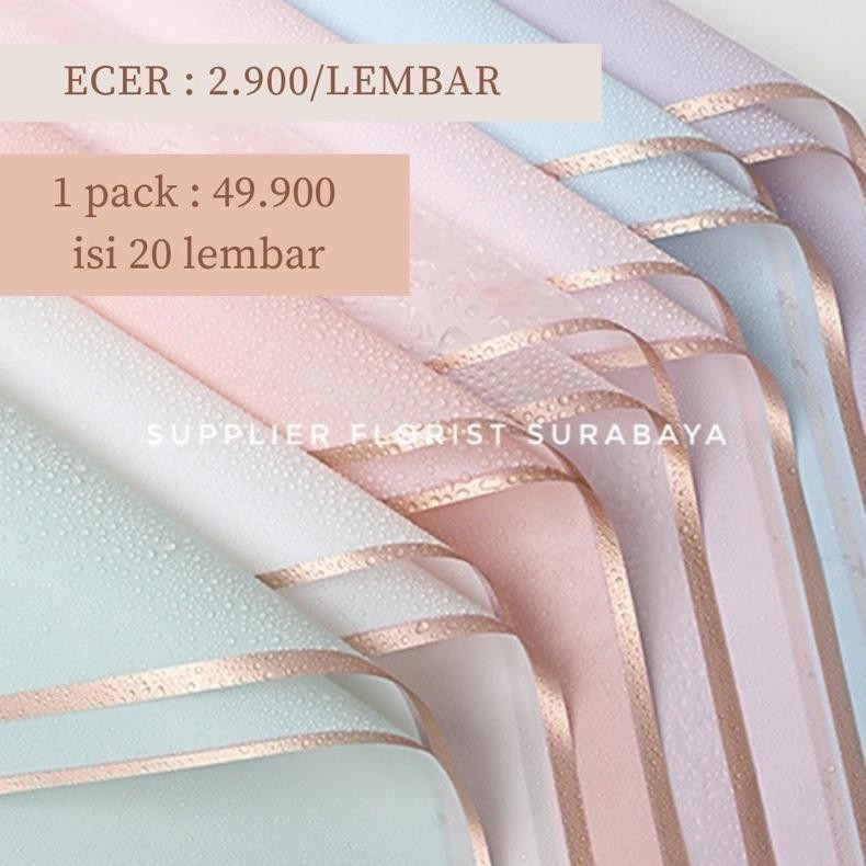 

Berkualitas [1 Pack Isi 20 Lbr] Kertas Bunga Frame Gold/Wrapping Paper/ Wrap Bunga/Flower Wrap/Pembungkus Kertas Waterproof Sale