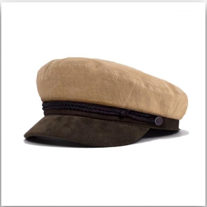 Fiddler Cap/ Topi Pelaut/ Topi Sailor/ Topi Kapten Pria Polos Khaki