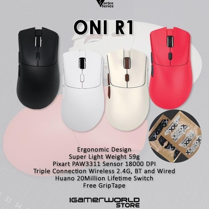 Vortexseries Oni R1 Ergonomic Lightweight Wireless Gaming Mouse