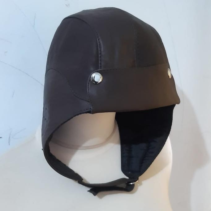 Topi Kulit Asli Pria Model Snoopy Pilot - Topi Motor Penutup Telinga