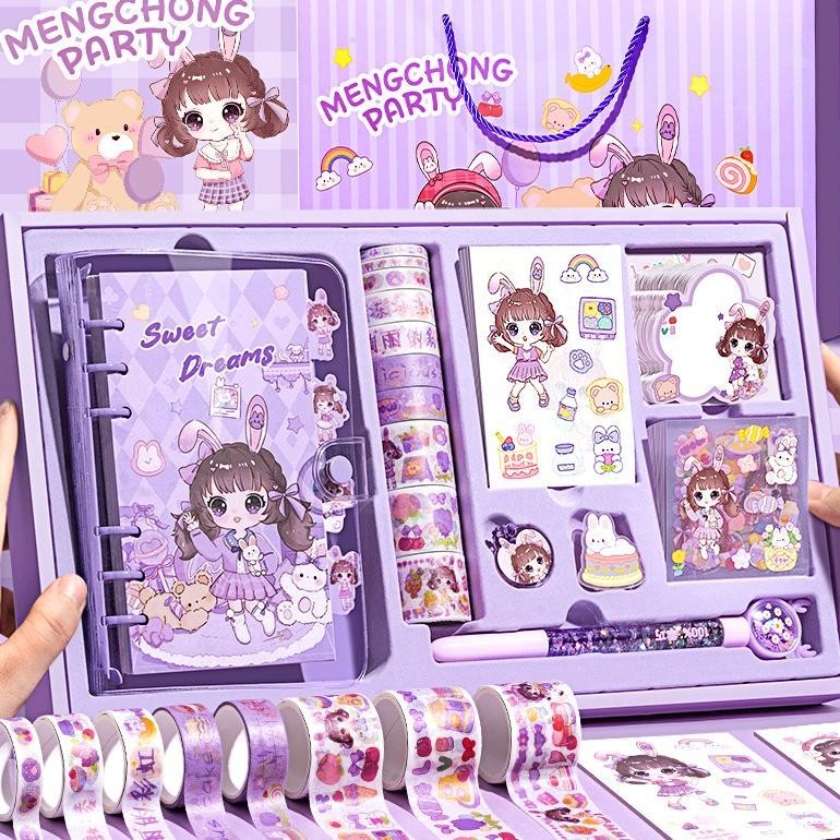 

rt-4 Stiker Lucu 1 Set Box Tema Kartun Stiker Label untuk Buku Pegangan Diary Dekorasi DIY Stiker Spiral Elegan Bahan Buku Notebook Original