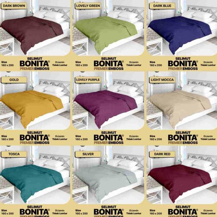 Bonita Luxury - Selimut Bulu (160X200) Premier Polos Embossed Terlaris