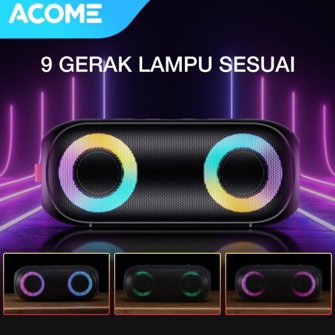 Acome Super Bass Wireless Speaker Bluetooth 5.0 20W Ipx7 Rgb A20 Tokosylvia