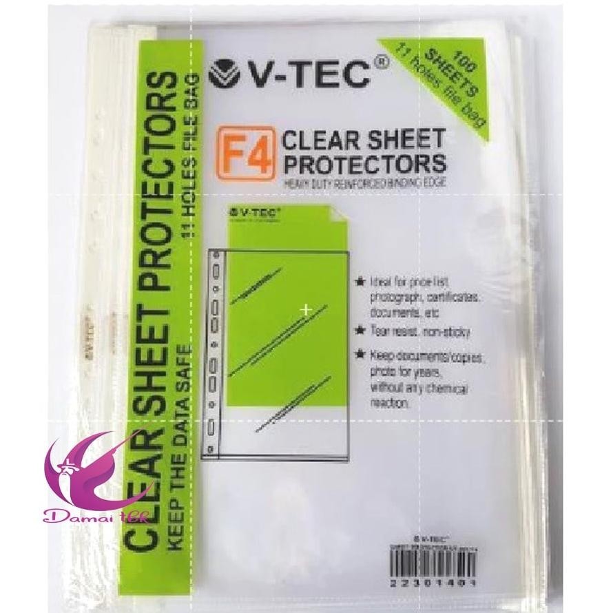 

Pp Poet Sheets Protector F4 V-Tec Isi 100 Sheet/ Plastik Poet