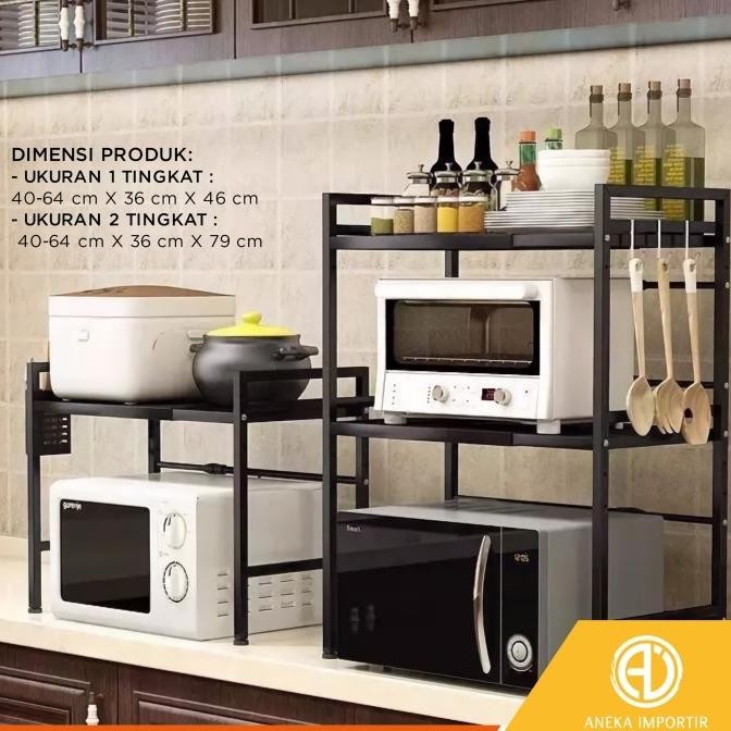 Rak Microwave Oven Tingkat Susun Meja Dapur Adjustable Serbaguna