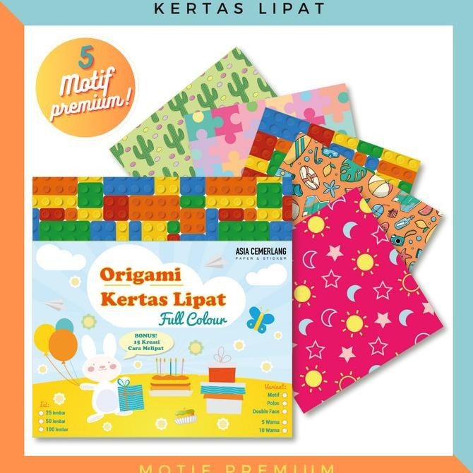 

hqu Kertas Origami Lipat 5 Motif Premium