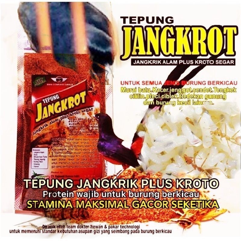 TEPUNG JANGKROT JANGKRIK KROTO SUPER MAKAN BURUNG  SOGON SUPER PLECI ciblek murai kacer Lampam ID BM