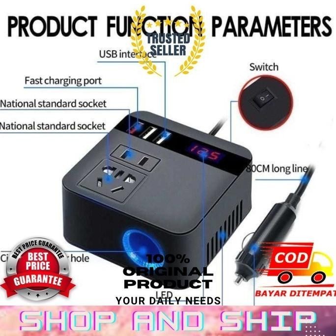 Power Inverter Colokan Listrik Cas Casan Charger Hp Laptop Di Mobil