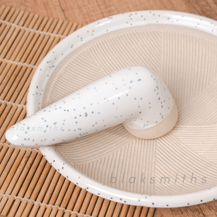 Dheao Set Cobek Keramik Aesthetic / Ulekan Keramik