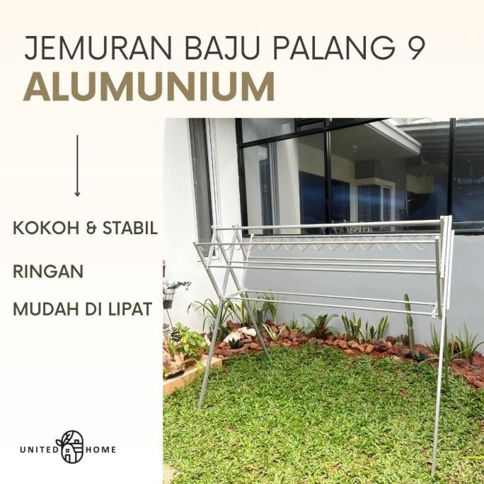Jemuran Baju Aluminium Palang 9 / Jemuran Baju Lipat