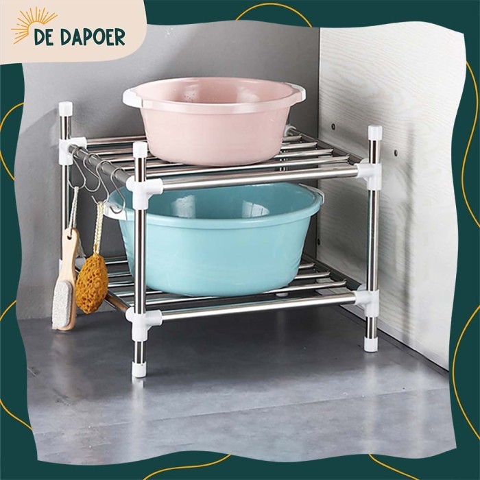 Rak Dapur 2 Susun Tempat Penyimpanan Panci Wajan Dan Alat Masak