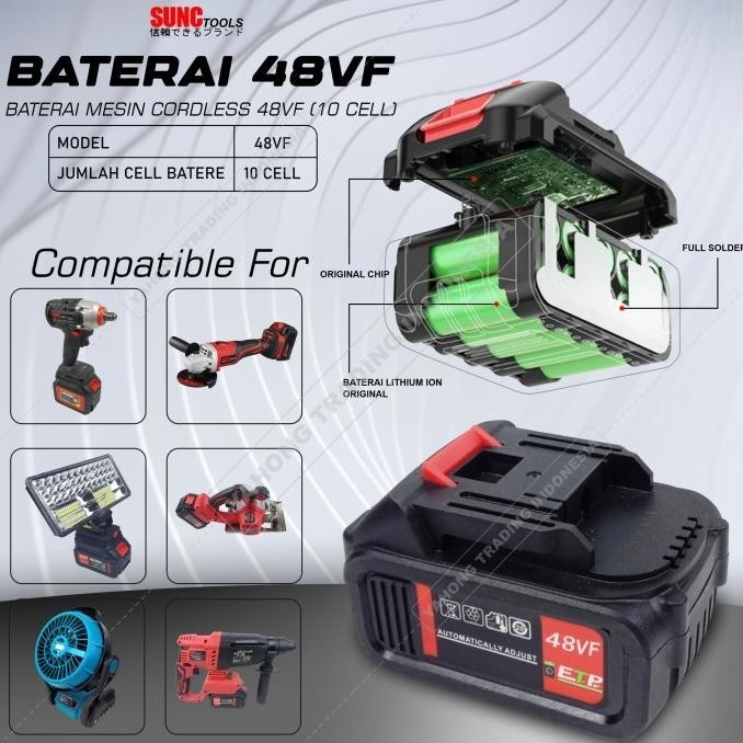 Jld Baterai Cordless 48 Volt Battery 48V Batere Mesin Bor Jld