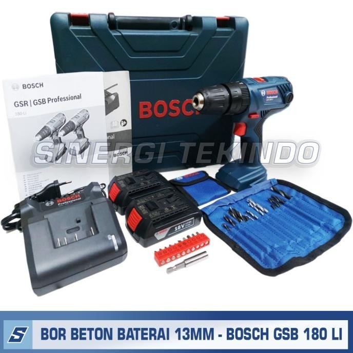 Mesin Bor Baterai Beton [13Mm] - Bosch Cordless Gsb 180 Li 18V Gsb180