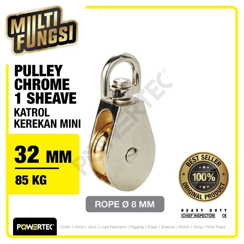 POWERTEC Small Pulley Chrome Katrol Kerekan 32mm 1-1/4" - 1 Sheave