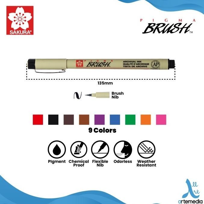 

Brush Pen Sakura Pigma Brush Pigment Ink Pena Kuas Warna