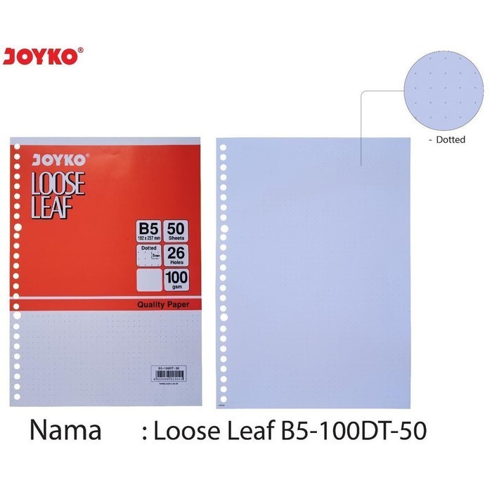 

LOOSE LEAF B5-100DT-50 DOTTED TITIK JOYKO 活页本替芯