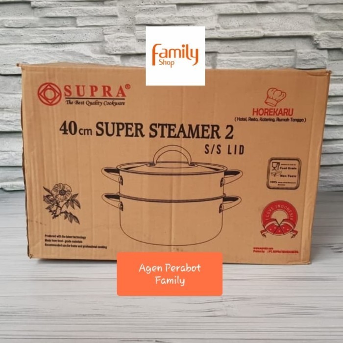 Super Steamer 40 Cm 2 Susun Supra Stainless Steel Panci Kukus Langseng