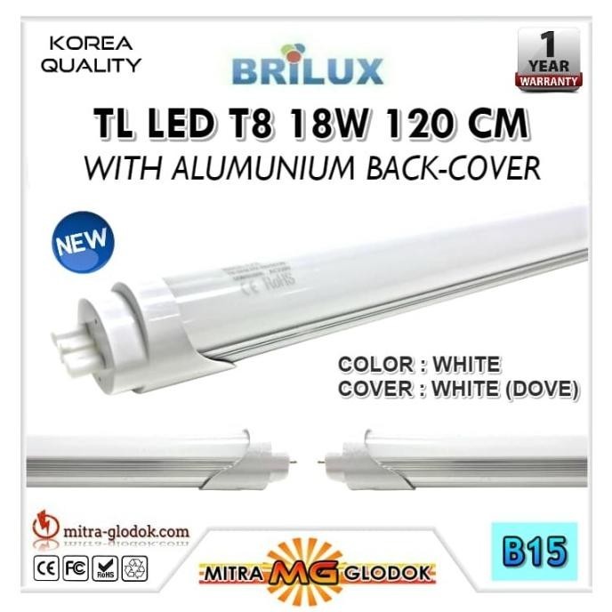 LED NEON TL T8 TUBE 18W 120CM HIGH GRADE | BRILUX - 1 TAHUN - B15 PROMO