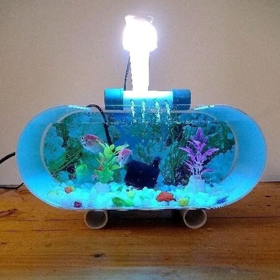 Berkualitas Aquarium /Akuarium Mini Ikan Hias Fullset Lampu Led Dan Accesories Cod