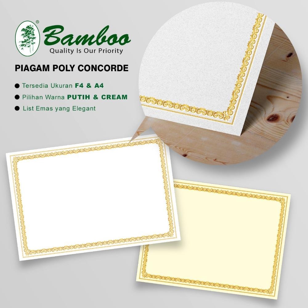 

Diskon Bamboo Blanko Kertas Piagam Sertifikat Poly Concorde Bingkai [20 Sheets] Cod