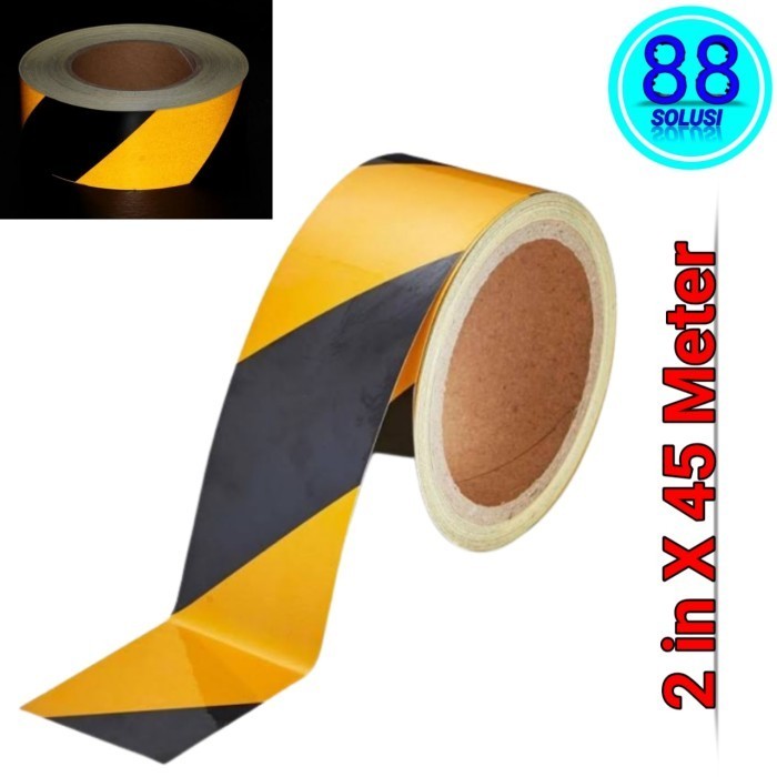 

Stiker Reflektif Safety Skotlet Menyala Di ap kuning Hitam -2in