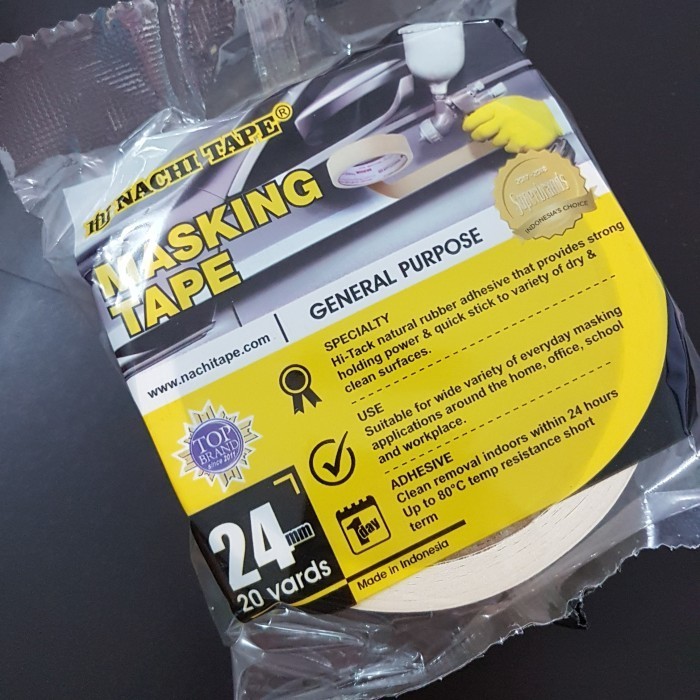 

Lakban Kertas Nachi 24mm x 20 Yard / 1 inch / Masking tape per LUSIN