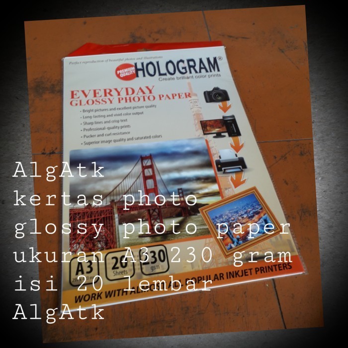 

kertas photo glossy 230gsm Isi 20 lembar.