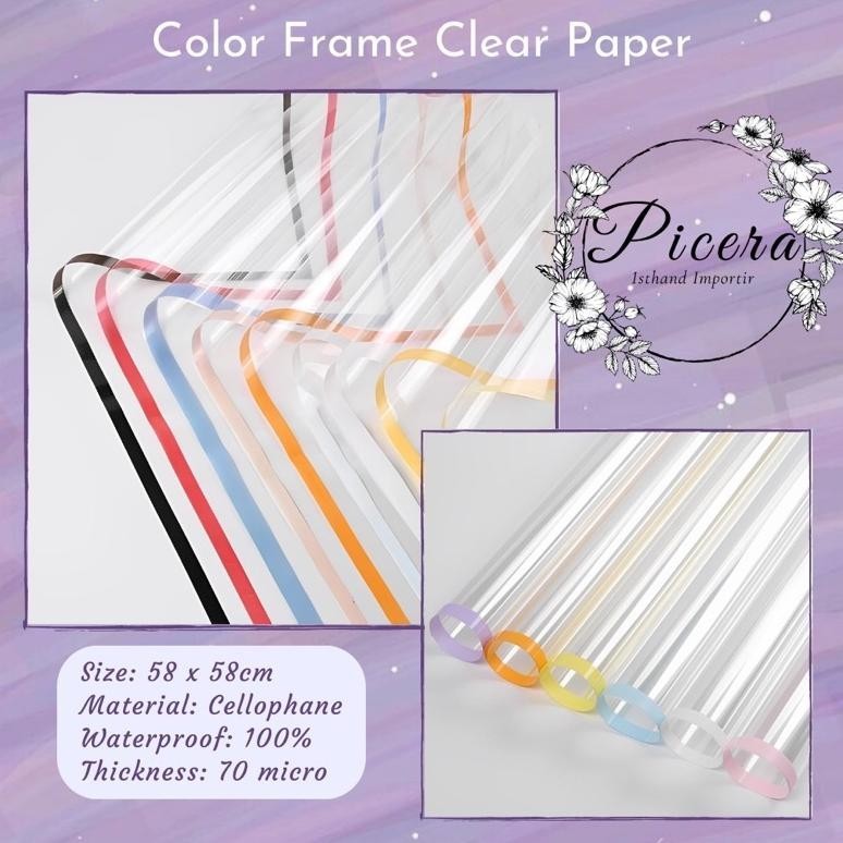 

Flower Wrapping Paper Clear Transparant Frame List Color Cellophane Waterproof Kertas Bungkus Pembungkus Bouquet Bunga Bening Polos Transparan Border Warna Anti Air B Best Seller