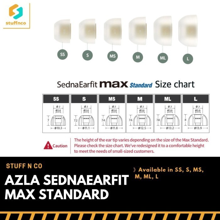 Azla Sednaearfit Max Standard Eartips For Iem Earphone