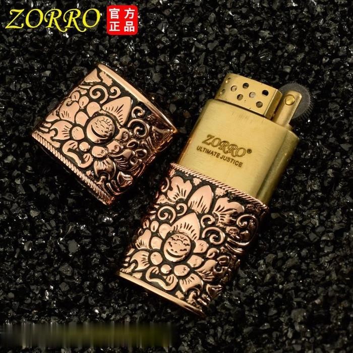 Korek Api Lighter Zorro Z531 Gold Insert Unik Full Ukir Kualitas Terbaik