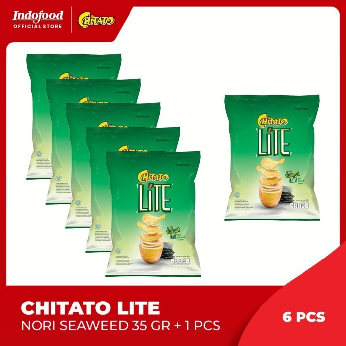 

BERGARANSI 5 Pcs - Chitato Lite Nori Seaweed 35 Gr + 1 Pcs