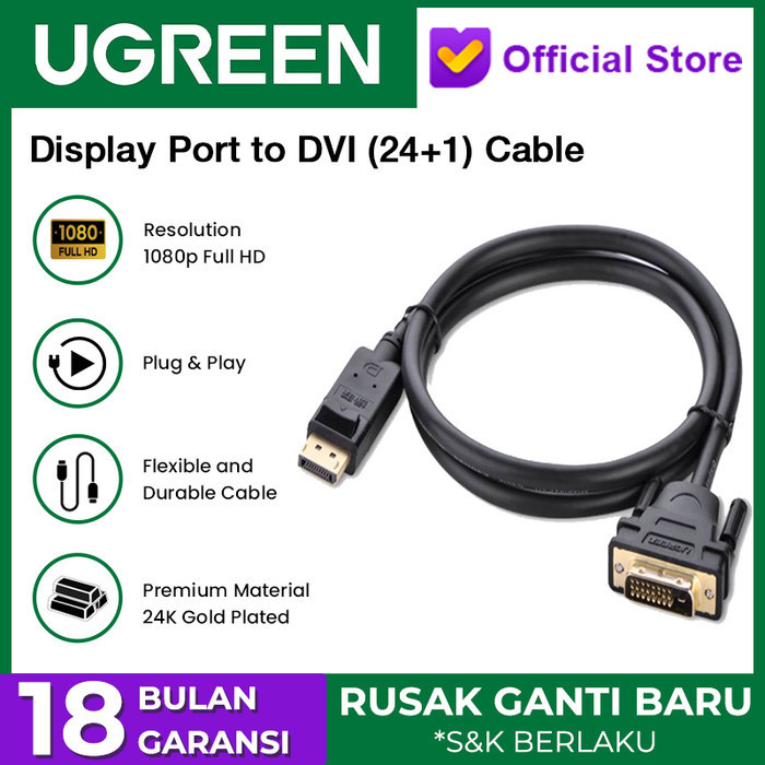 KABEL DISPLAY PORT TO DVI UGREEN