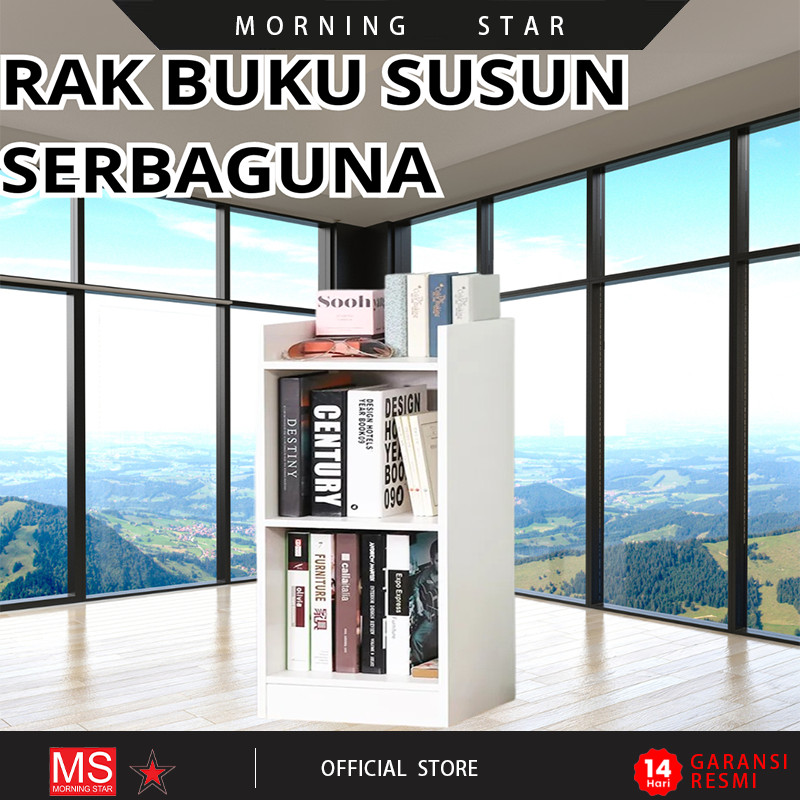 Rak Buku Kayu / Rak Buku Tingkat / Lemari Buku Serbaguna / Rak Buku Susun / Rak Buku Dinding