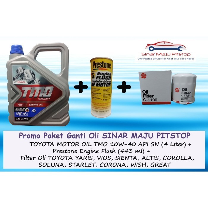 Ready Paket Ganti Oli TOYOTA YARIS & VIOS - TMO 10W-40 & Flush & Filter Oli