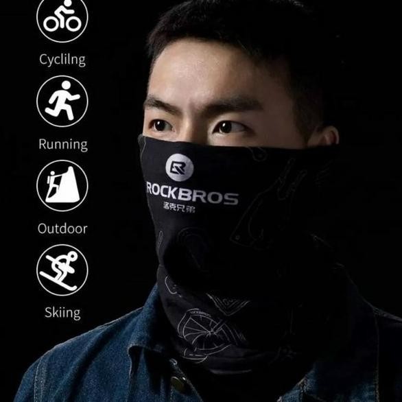 Buff Rockbros Balaclava Ice Slik Masker Kain Baff Hitam Mask Slayer Motor Sepeda Touring Helm Fullfa