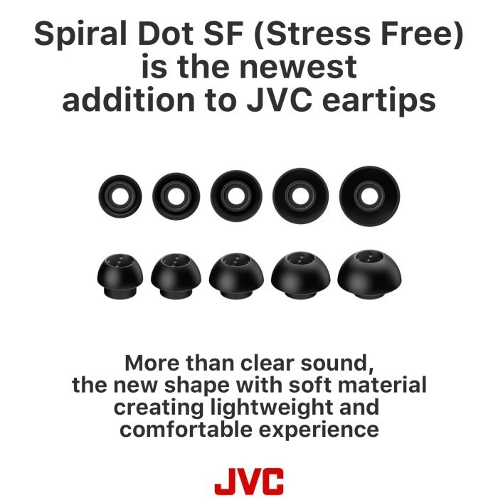 Jvc Spiral Dot Sf Stress Free Ep-Fx11 Comfort Lightweight Soft Eartips