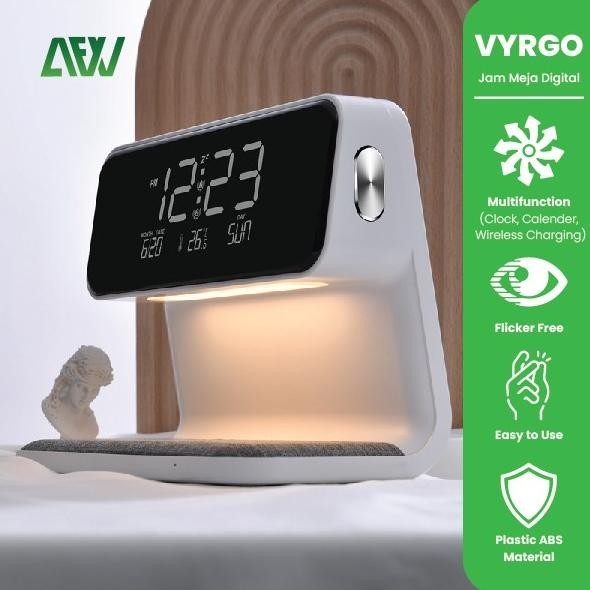 

VYRGO Jam Meja Digital Wireless Charging Alarm Led Clock Desk Lamp TD