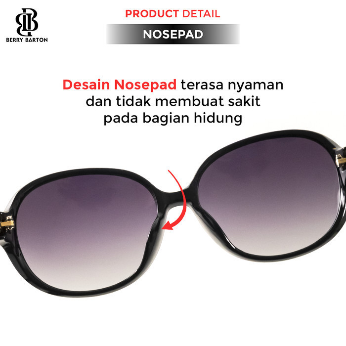 Kacamata Hitam Anti UV Polarized Wanita Frame Oval Berrybarton 6004