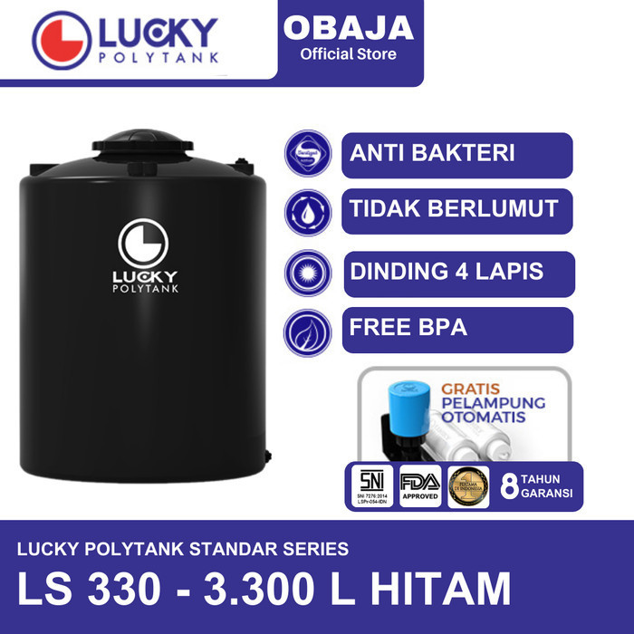 Lucky Polytank Toren / Tandon Air LS 330 Lucky Polytank Hitam