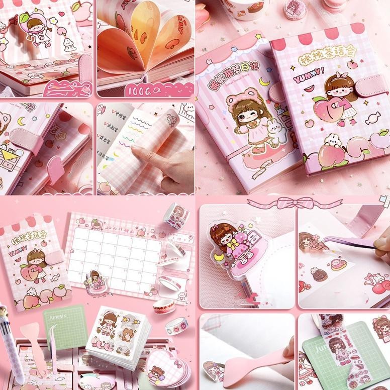 

Fgh-56 Cute Diary Set Djournal Book Buku Jurnal Anak Dengan Diy Sticker Hadiah Tahun Baru Promo