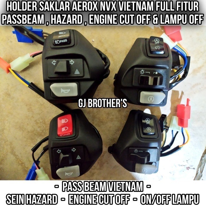 TERUJI 1 Set Holder Saklar Aerox NVX Vietnam Variasi Pass Beam / PassBeam