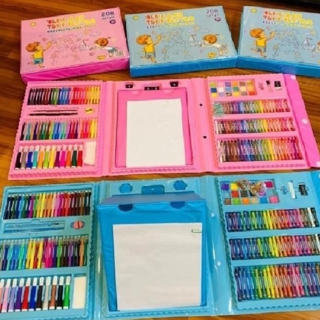 

Crayon Set 208 pcs Alat lukis set mewarnai/ Edukasi Crayon Oil pastel LAJ