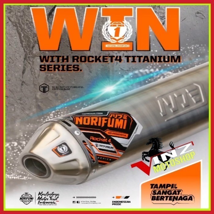 Ready KNALPOT NORIFUMI ROCKET 4 TITANIUM STANDAR KLX CRF 150 WR 155 ORIGINAL