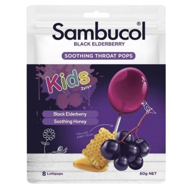 

Sambucol Kids Soothing Throat Lollipop Pops 8 Pas Permen Tenggorokan Anak Lolipop