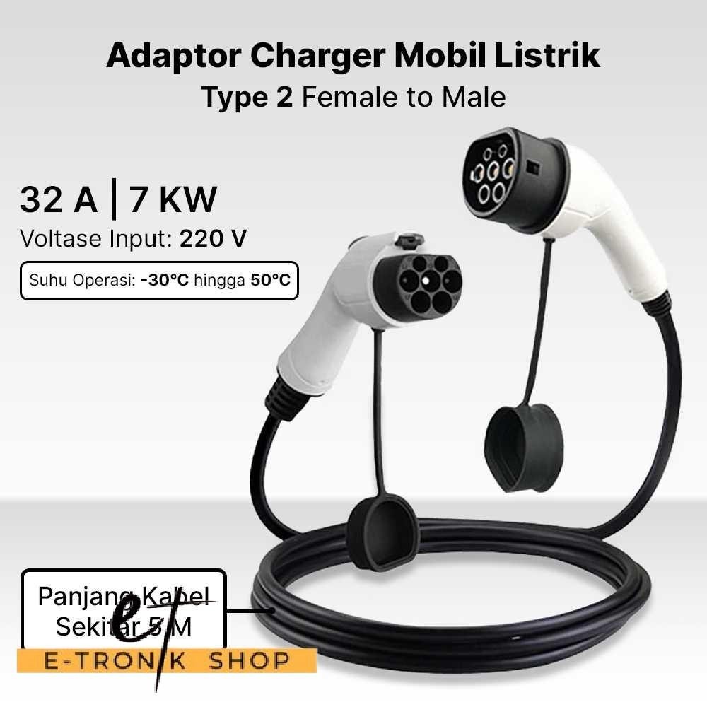 ETRONIK 32A 7kW SHEN JIA Adaptor Charger SPKLU Mobil Listrik Type 2 Female to Male 5M - M4-11